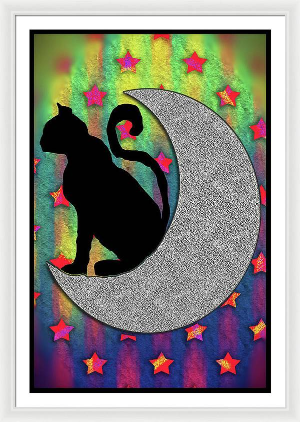 Cat On A Moon - Framed Print