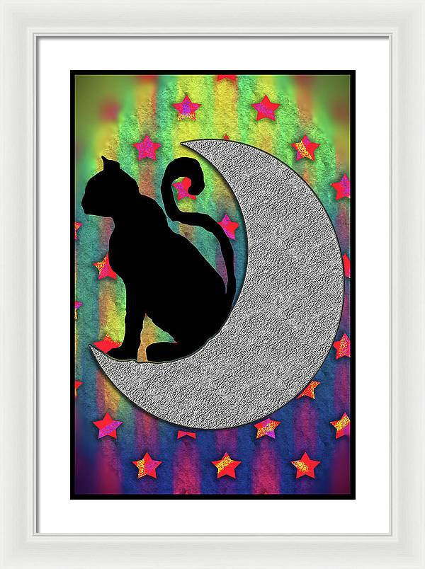 Cat On A Moon - Framed Print