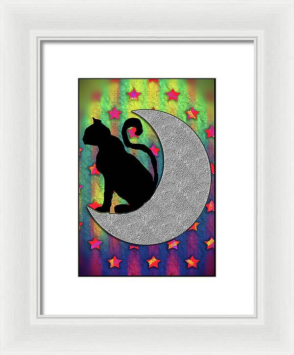 Cat On A Moon - Framed Print