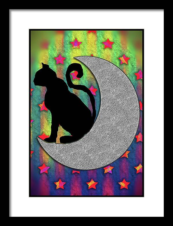 Cat On A Moon - Framed Print