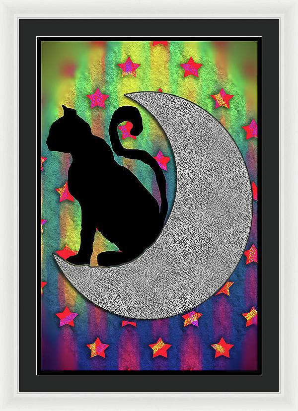 Cat On A Moon - Framed Print