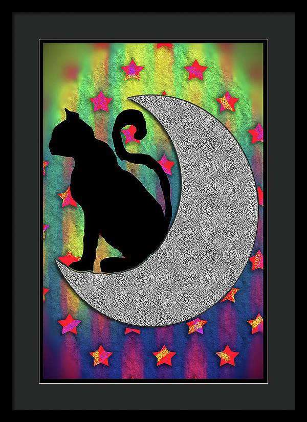 Cat On A Moon - Framed Print
