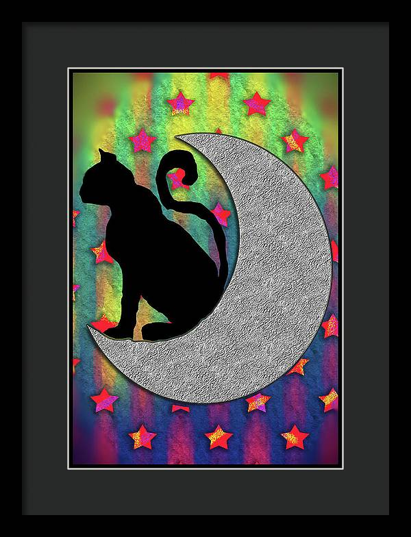 Cat On A Moon - Framed Print