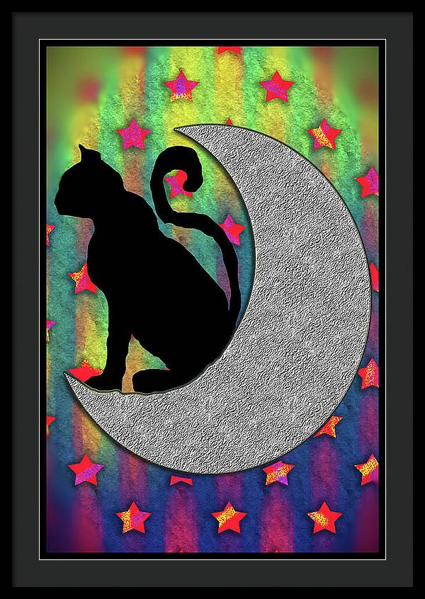 Cat On A Moon - Framed Print