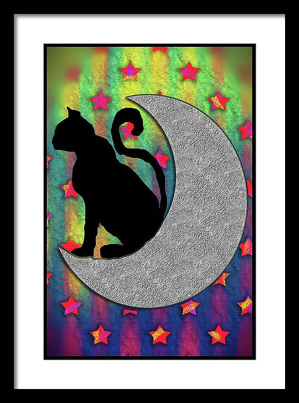 Cat On A Moon - Framed Print