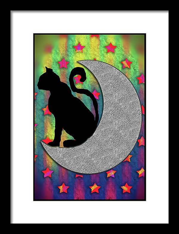 Cat On A Moon - Framed Print