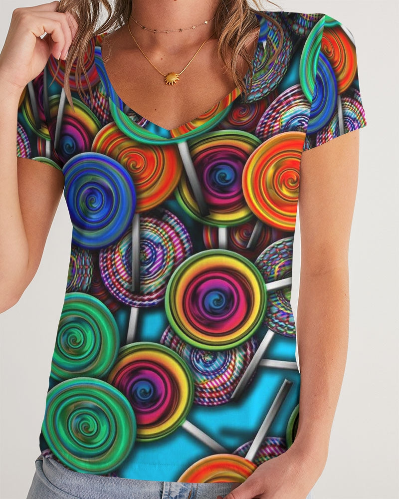 Colorful Lollipops Women's V-Neck Tee