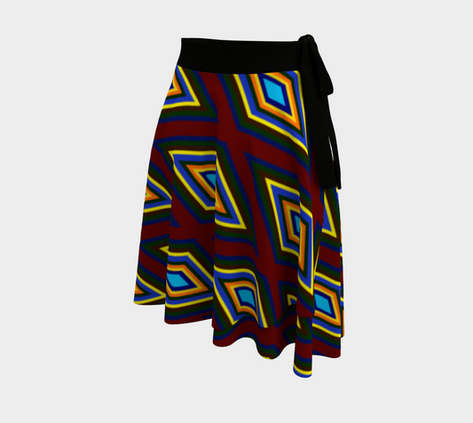 Colorful Diamonds Variation 1 Wrap Skirt