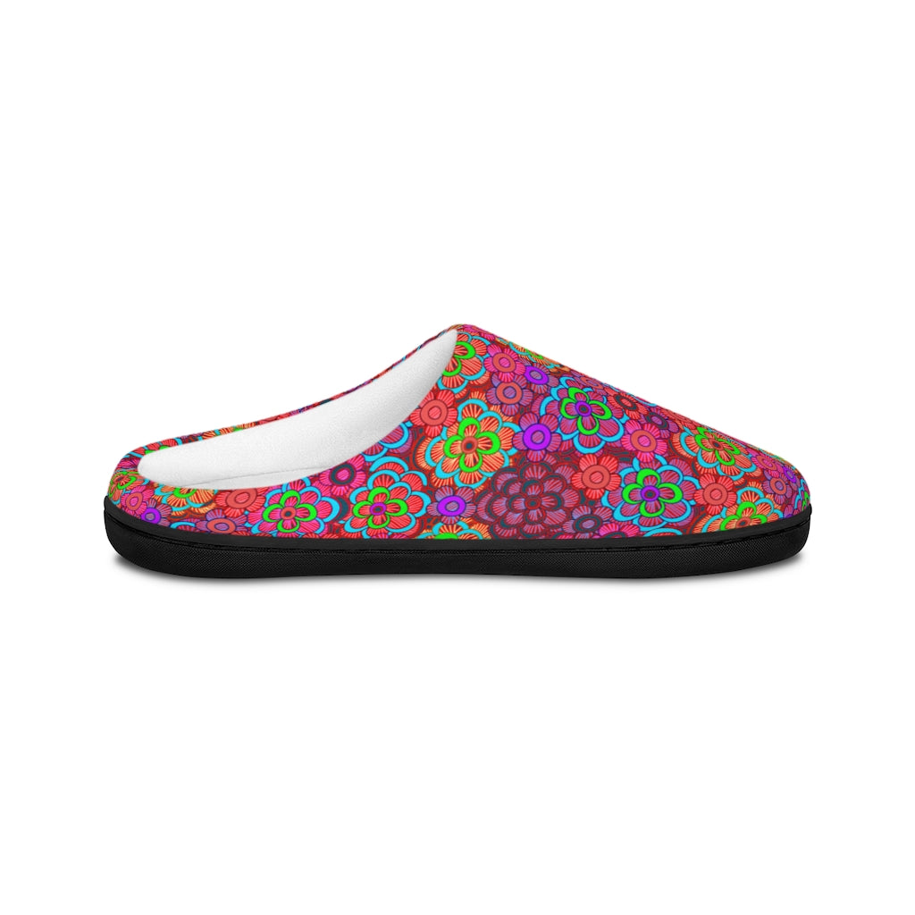 Pink Stripe Flower Pattern Indoor Slippers