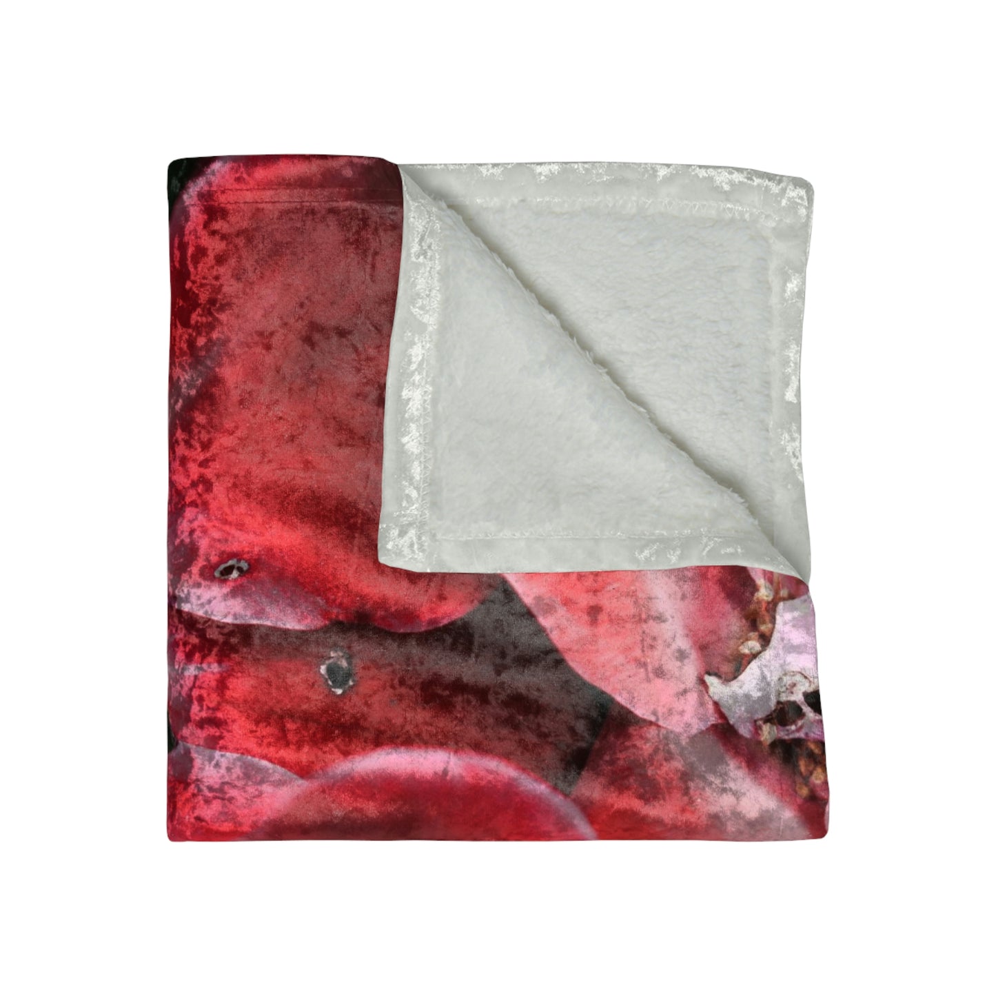 Bright Red Flowers Crushed Velvet Blanket