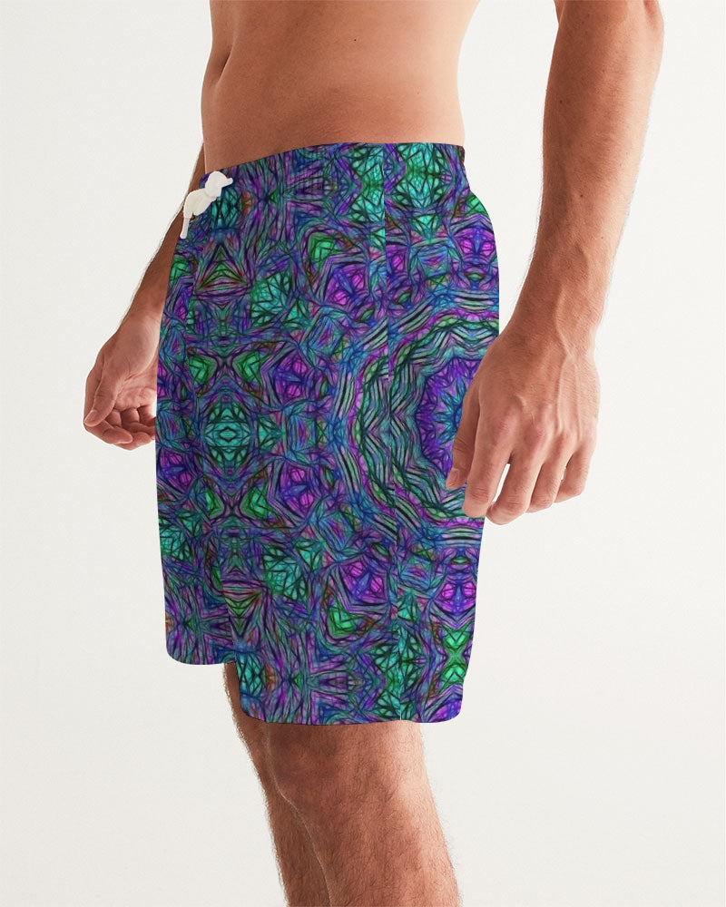 Blue Green Purple Kaleidoscope Men's Swim Trunk