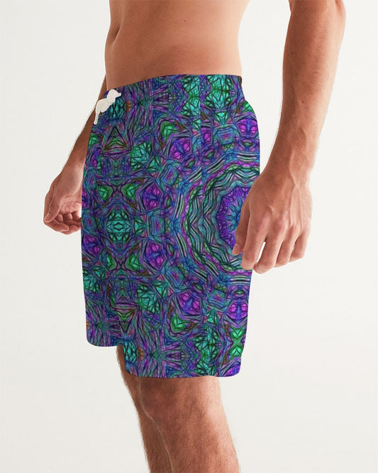 Blue Green Purple Kaleidoscope Men's Swim Trunk