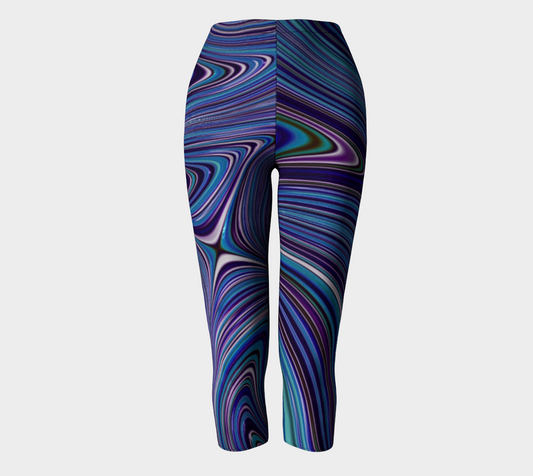 Blue Fractal Swirls Capris