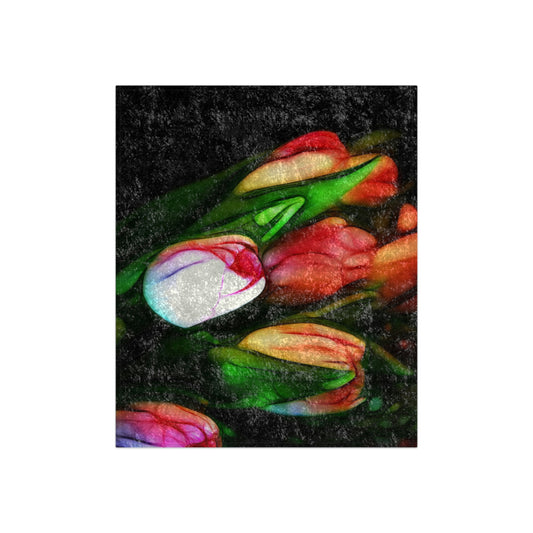 Pink Tulips Crushed Velvet Blanket