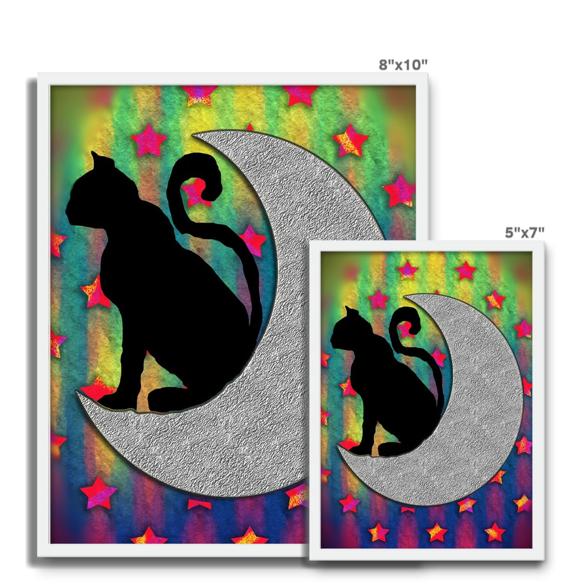 Cat On A Moon Framed Photo Tile