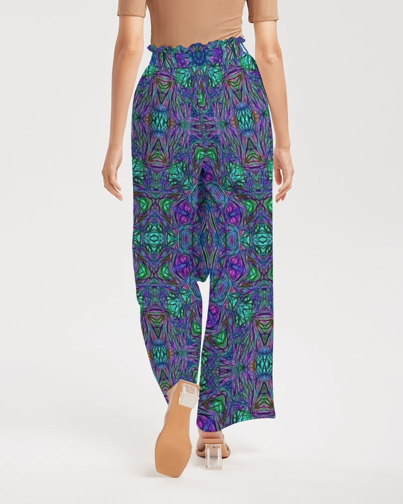 Blue Green Purple Kaleidoscope Women's High-Rise Wide Leg Pants