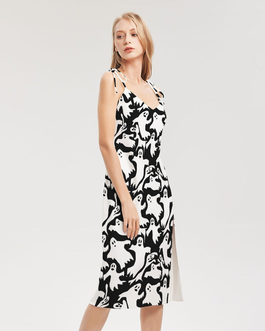 Ghosts Pattern Women's Tie Strap Split Dress