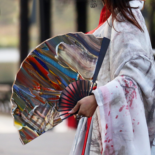 Wishing For Blue Double-side Custom Spun Silk Fan Retro Hand-held Folding Fan