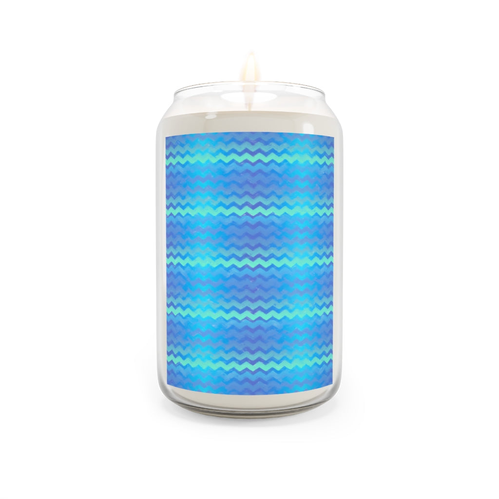 Blue Green Mermaid Stripe Chevrons Aromatherapy Candle, 13.75oz