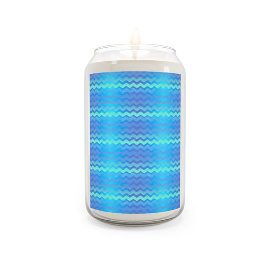 Blue Green Mermaid Stripe Chevrons Aromatherapy Candle, 13.75oz