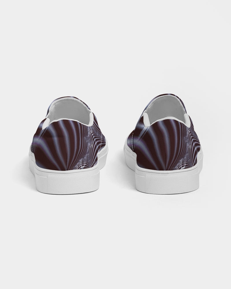 Black and White Spiral Fractal Women's Slip-On Canvas Shoe