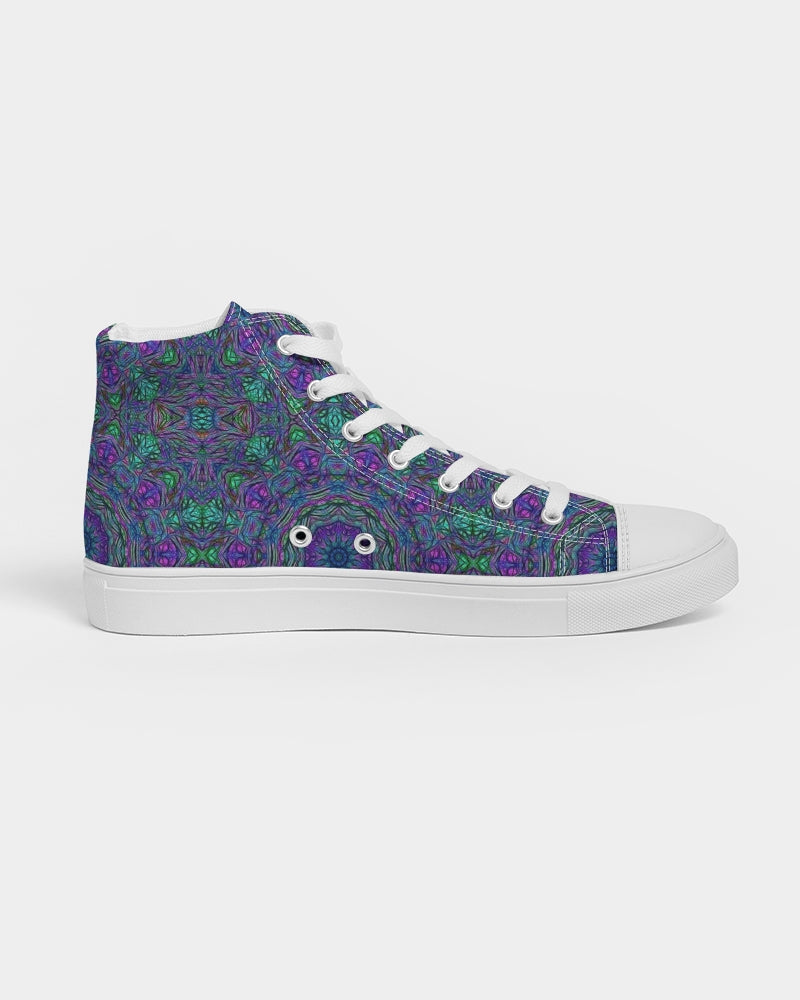 Blue Green Purple Kaleidoscope Women's Hightop Canvas Shoe