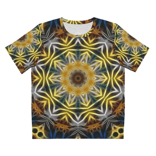 Yellow and Blue Kaleidoscope Unisex AOP Cut & Sew T-Shirt