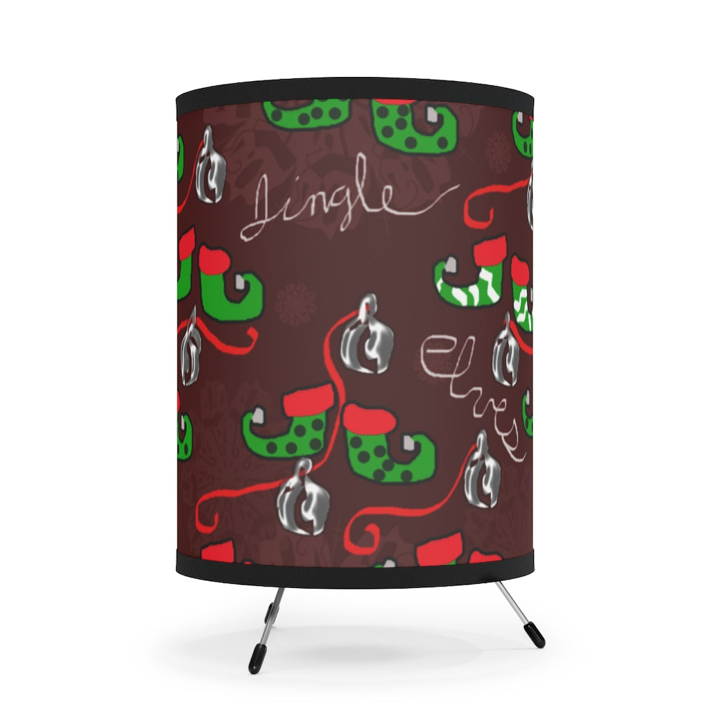 Elves Jingle Tripod Lamp with High-Res Printed Shade, US/CA plug