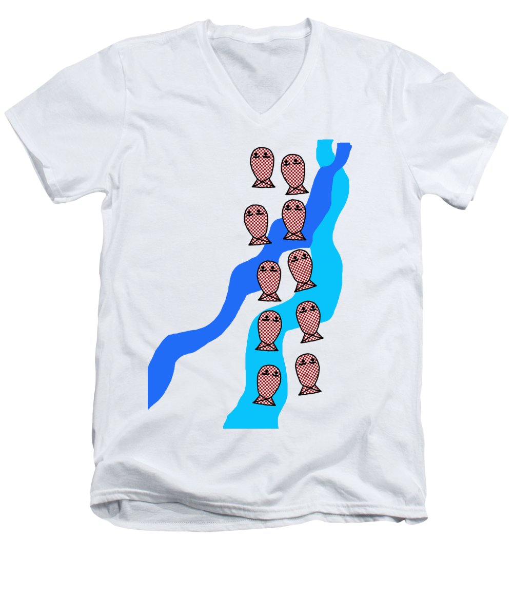 Checkered Fishies - Men's V-Neck T-Shirt