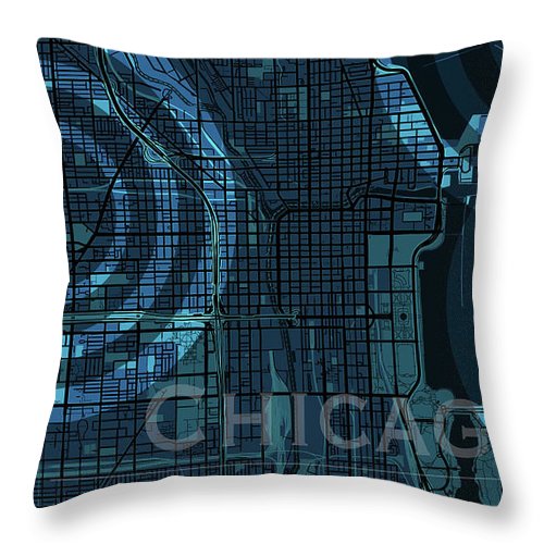 Chicago Map - Throw Pillow