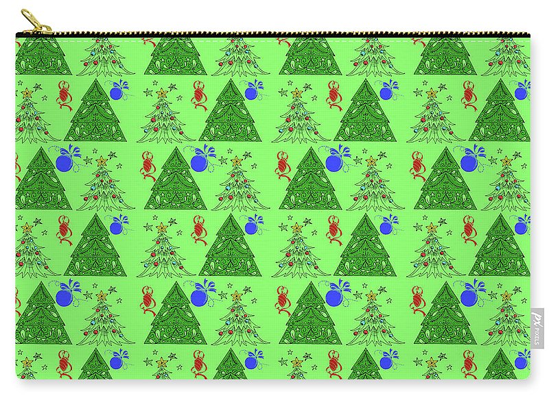 Christmas Trees On Green Pattern - Carry-All Pouch