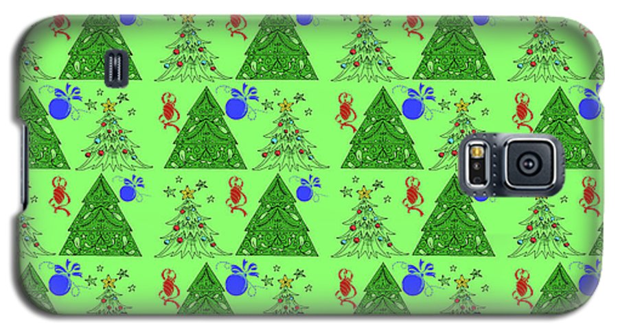 Christmas Trees On Green Pattern - Phone Case