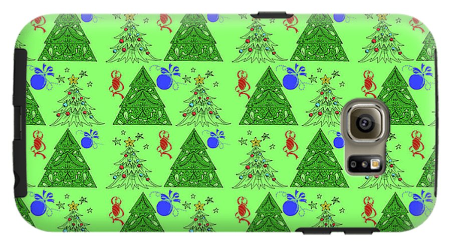 Christmas Trees On Green Pattern - Phone Case