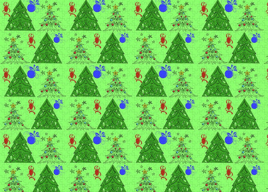 Christmas Trees On Green Pattern - Puzzle