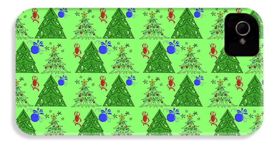 Christmas Trees On Green Pattern - Phone Case