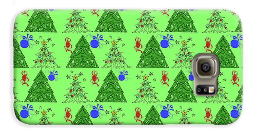 Christmas Trees On Green Pattern - Phone Case