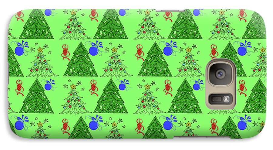 Christmas Trees On Green Pattern - Phone Case