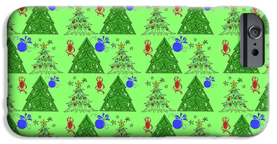 Christmas Trees On Green Pattern - Phone Case