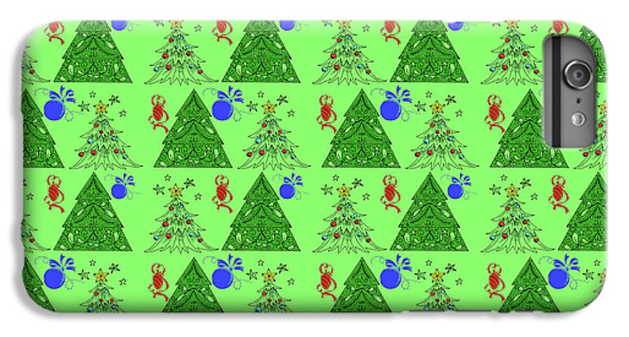Christmas Trees On Green Pattern - Phone Case