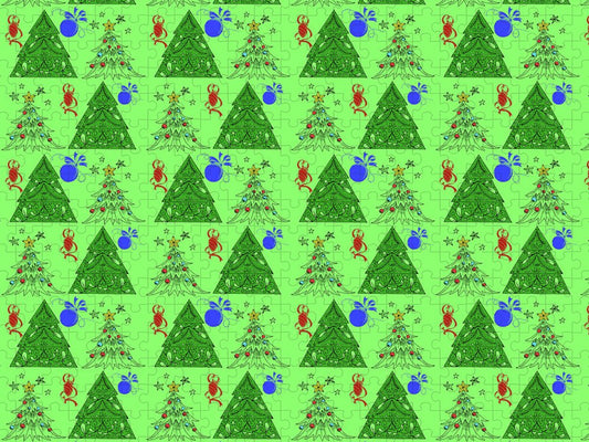 Christmas Trees On Green Pattern - Puzzle