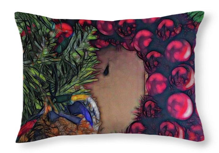 Christmas Wreath In The Light - Throw Pillow