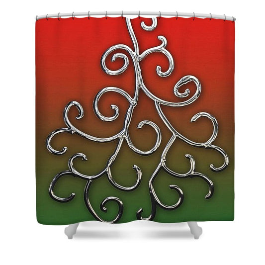 Chrome Christmas Tree - Shower Curtain