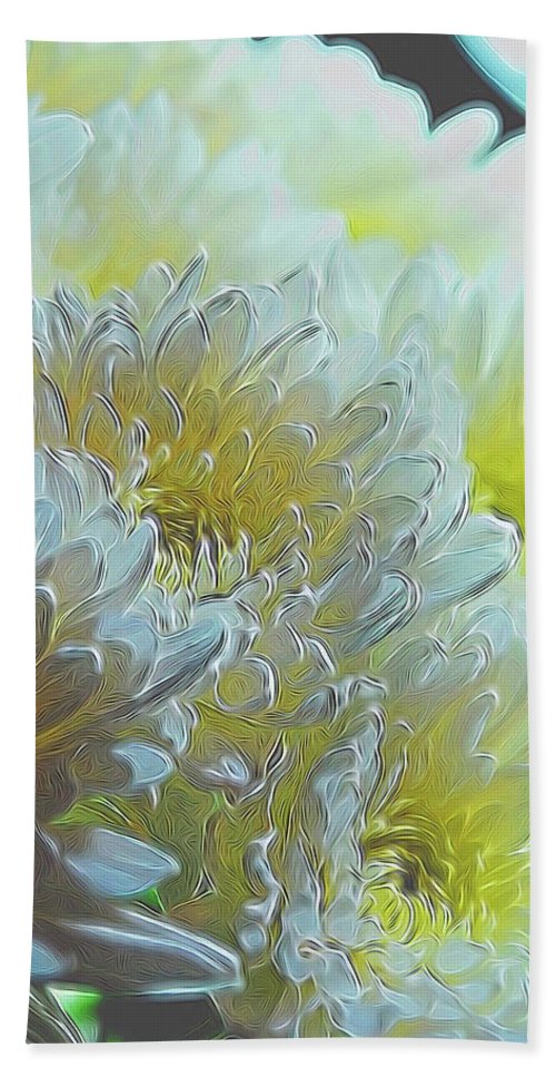 Chrysanthemums in White Light - Bath Towel