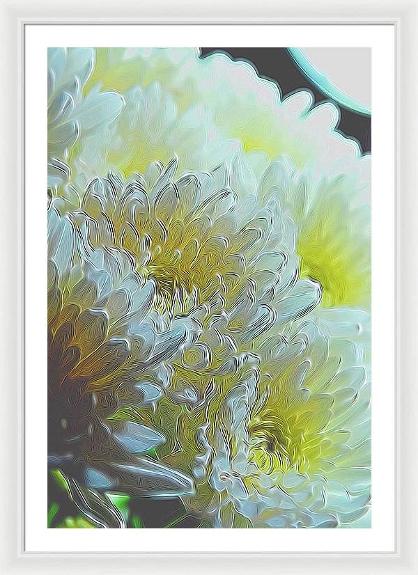 Chrysanthemums in White Light - Framed Print