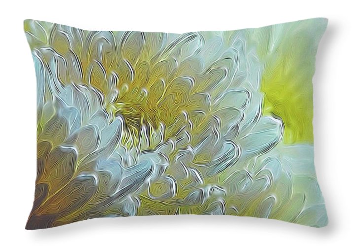 Chrysanthemums in White Light - Throw Pillow
