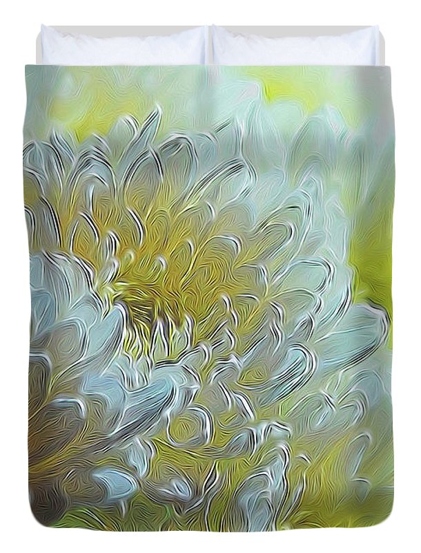 Chrysanthemums in White Light - Duvet Cover