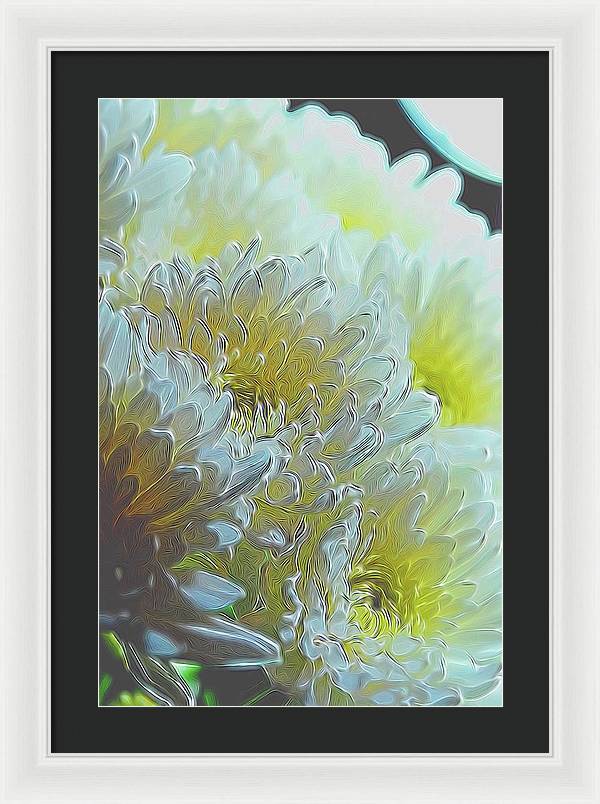 Chrysanthemums in White Light - Framed Print