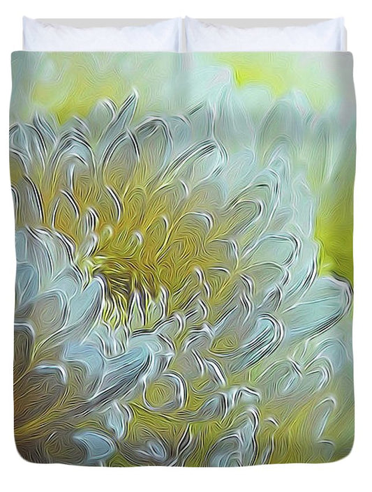 Chrysanthemums in White Light - Duvet Cover