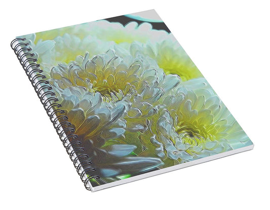 Chrysanthemums in White Light - Spiral Notebook