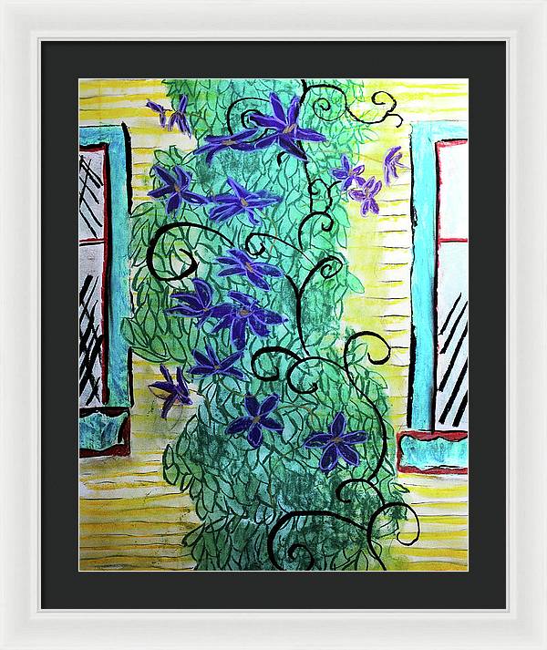 Climbing Purple Vines - Framed Print